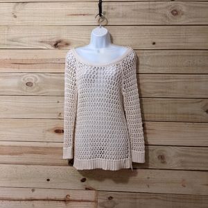 American Eagle Cream Open Crocheted Sweater Women's Size M NEW